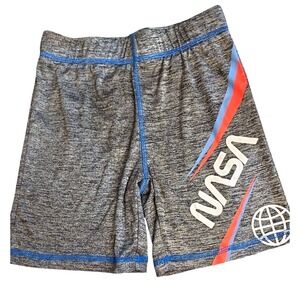Nasa Space Exploration Shorts Boys 6 Heather Gray‎ Graphic Print Elastic Waist